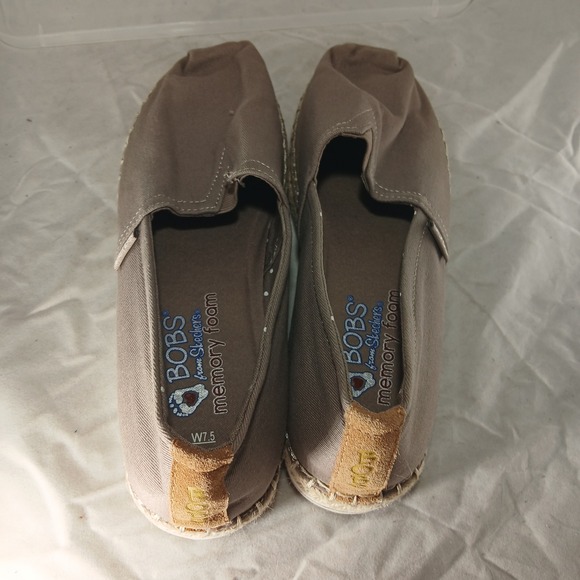 BOBS from Skechers Espadrille Flats Taupe Canvas Memory Foam Women Size 7.5 - Picture 6 of 8
